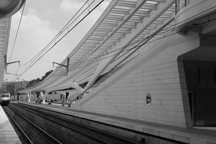 Liège-Guillemins TGV-Bahnhof (Calatrava 2009) Süd-Bahnsteige